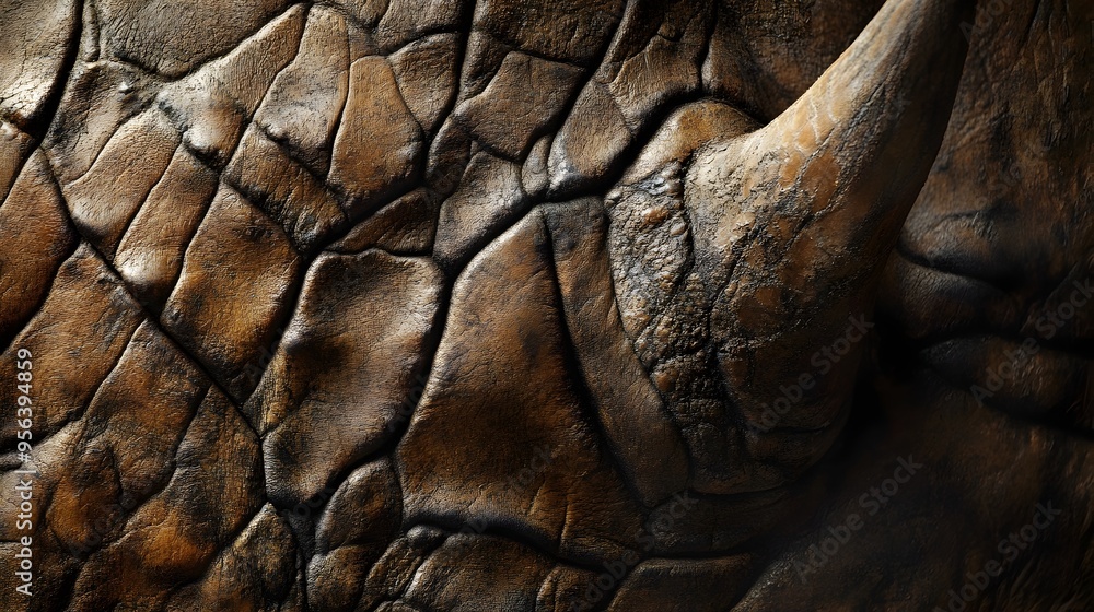Aufkleber captivating macro photograph showcasing the intricate texture and robust surface of a rhinoceros hid