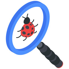 Bug Finding Icon, Magnifying Glass with Ladybug
