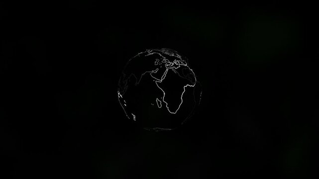 Black and white earth globe animation.