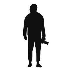 man with camera silhouette on white background, vector