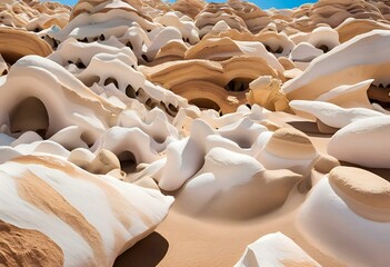 Fototapeta premium Unique natural limestone formations with intriguing shapes, showcasing a variety of fascinating patterns and textures. 
