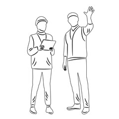 foremen, sketch, outline on a white background, vector