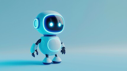 Friendly Robot in a Blue Studio