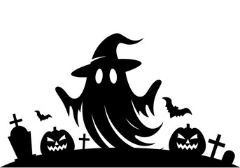 Halloween Vinyl Decal for Window, Halloween Scene Illustration 