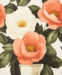 Watercolor painting of trophy cup surrounded by flowers soft brushstrokes light colors delicate and artistic design pastel green and gold palette perfect for gardening competitions floral awards or ar