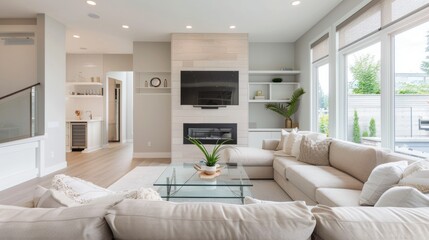 Obraz premium Serene Haven. Modern minimalist living room concept