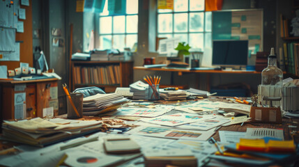 Analytical view on franchise failure cases. office environment with detailed charts and graphs