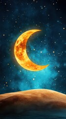 Naklejka premium Enchanting Glowing Celestial Bodies in Imaginative Night Sky - 3D Illustration