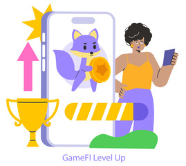 GameFi. Flat Vector Illustration