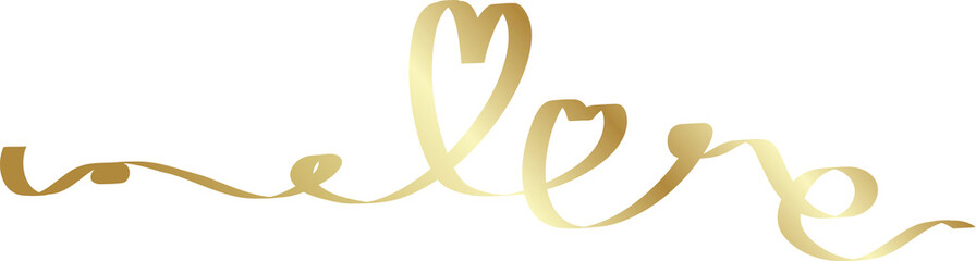 Heart shape golden ribbons, love, valentine, celebration