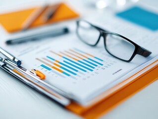 Fototapeta premium Open binder with a business plan and financial data, organized business strategy