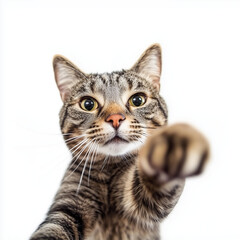Obraz premium Cat selfie isolated on white background