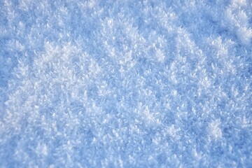 Structure of snow cover on a frosty day. Natural winter background.
