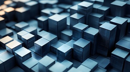 Abstract Blue Cubes - 3D Technology Background