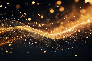 Fototapeta premium Gold glitter light effect on a black background,