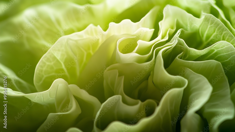 Poster macro photography capturing the intricate layers and fine cuts of a shredded cabbage showcasing the 