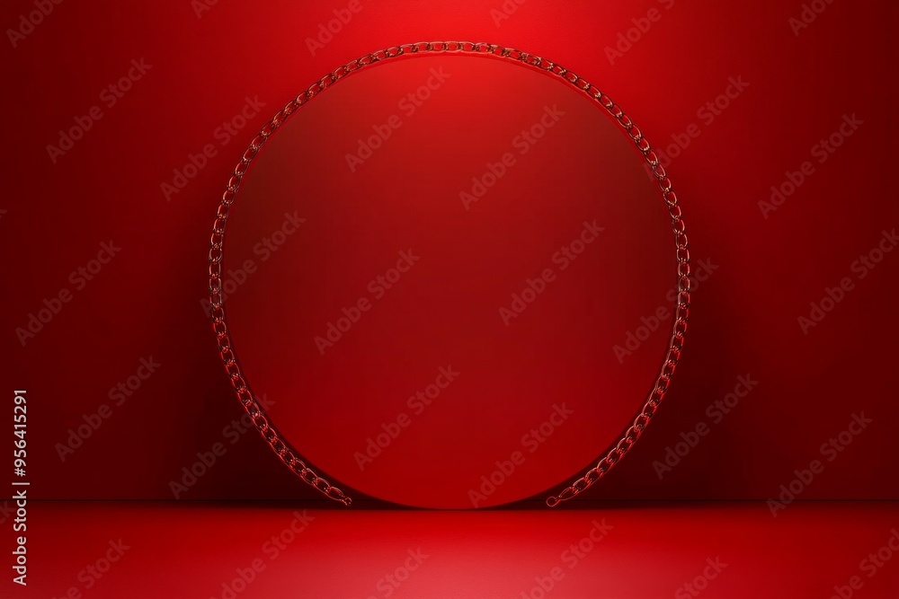 Sticker red background with a round shape in the center