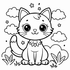  cute cat illustration for kids coloring book  