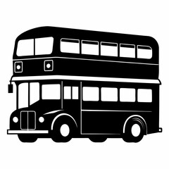 Double decker bus Black silhouette
