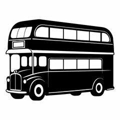 Double decker bus Black silhouette