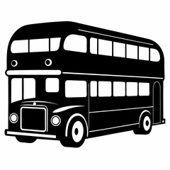 Double decker bus Black silhouette