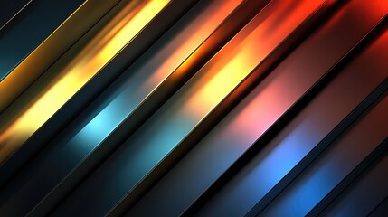 Obraz premium Diagonal stripes in metallic colors overlaid with a shadow effect, creating a three-dimensional, abstract background.