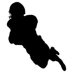 American Football Player Silhouette. Flat Vector Illustration Isolated on White Background