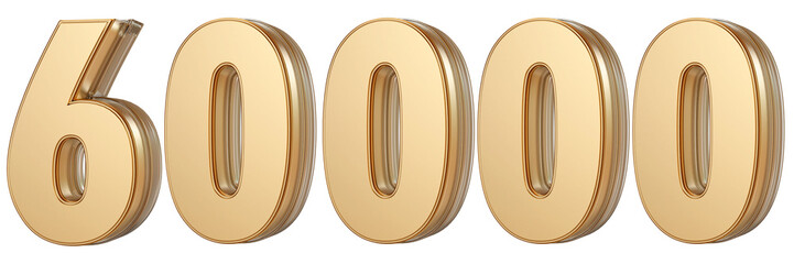 Gold 3D Number 60000