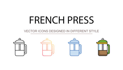 French Press icon design with white background stock illustration