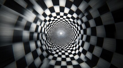 Obraz premium Light flash in the center of a geometric pattern, creating an illusion of movement and depth in an abstract background.