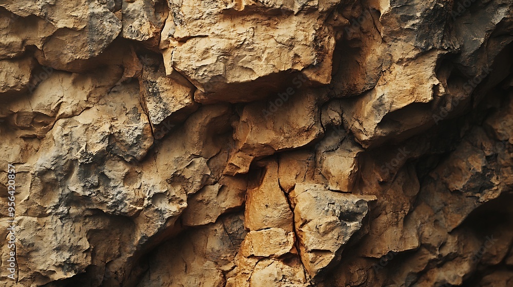 Poster Brown cliff rock formations Textures and patterns backgrounds : Generative AI