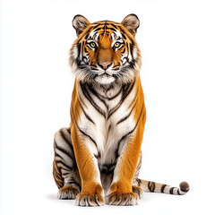 Fototapeta premium Tiger full body shot isolated on white background