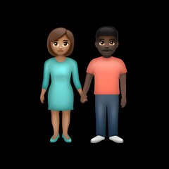 Fototapeta premium Interracial Couple Holding Hands Emoji 