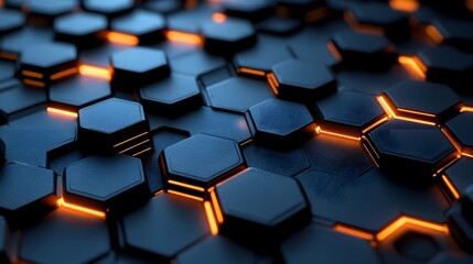 Obraz premium Abstract Hexagon Pattern with Glowing Lines