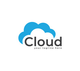 Cloud typography text based logo design, Vector illustration.