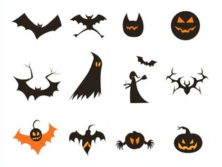 Fototapeta premium Blank page with white background and different halloween simple logo
