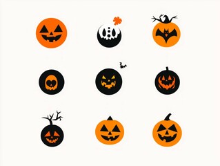 Blank page with white background and different halloween simple logo
