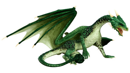 3D Rendering Fairy Tale Dragon on White
