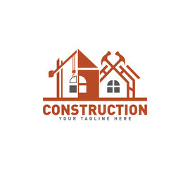 Construction home building repair logo design, Vector illustration.