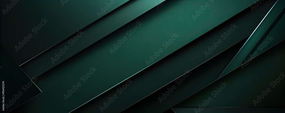 Aufkleber dark green abstract in wide banner shape. polygon elegant or frame background. copy space for text.