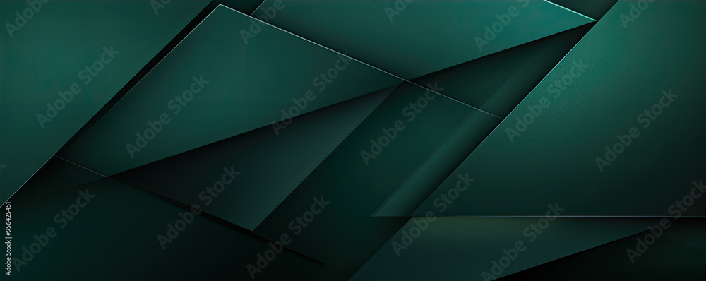 Aufkleber dark green abstract in wide banner shape. polygon elegant or frame background. copy space for text.