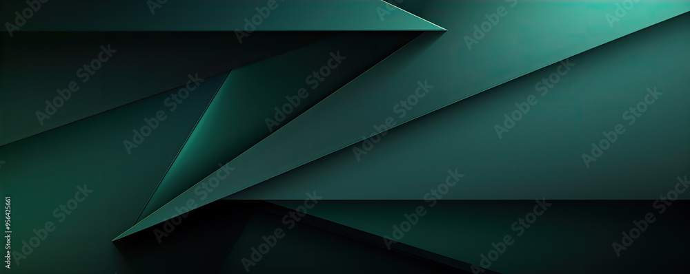 Aufkleber dark green abstract in wide banner shape. polygon elegant or frame background. copy space for text.