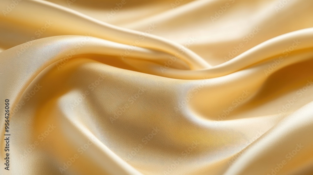 Aufkleber smooth light golden fabric with subtle ripples, reflecting soft light to create a serene and elegant