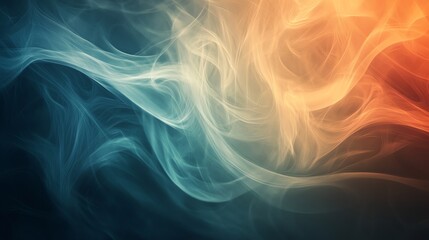 Fototapeta premium Abstract background with swirling smoke in shades of blue, orange, and white.