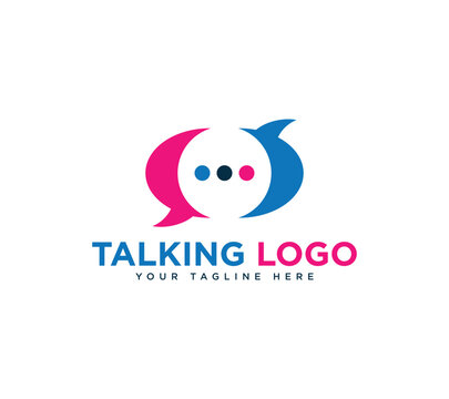 Talking or chatting logo design, Vector illustration.