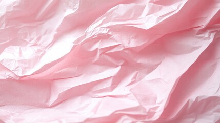 Textured tissue paper in light pink with crinkles and folds, offering a soft and delicate background for designs.