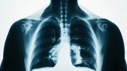 X-Ray of Human Lungs: A medical image showcasing the intricate network of the human respiratory system. The image reveals the delicate structure of the lungs in detail