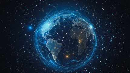 Abstract colorful business connection of lines from nodes It is connected to endless nodes and represents the innovation of communication cyber security in the network with black background	