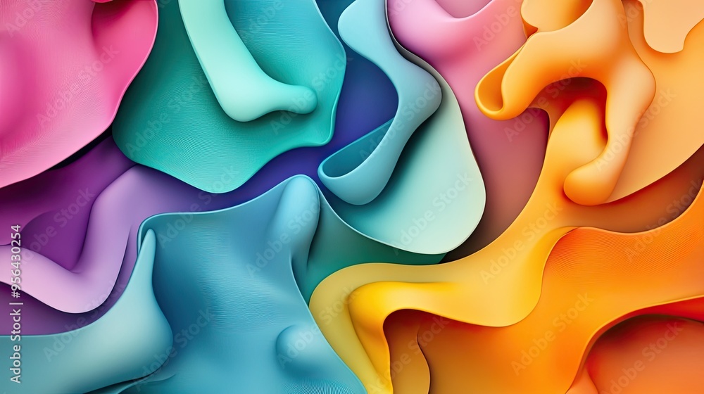 Poster abstract colorful background with fluid shapes and gradients.