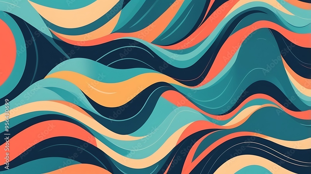 Poster seamless abstract illustration vector style liquid form background of colorful waves and lines with 